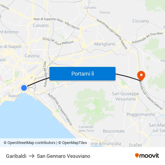 Garibaldi to San Gennaro Vesuviano map