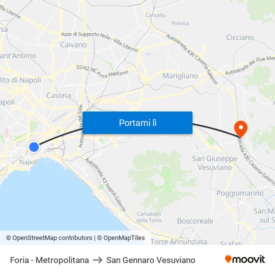 Foria - Metropolitana to San Gennaro Vesuviano map