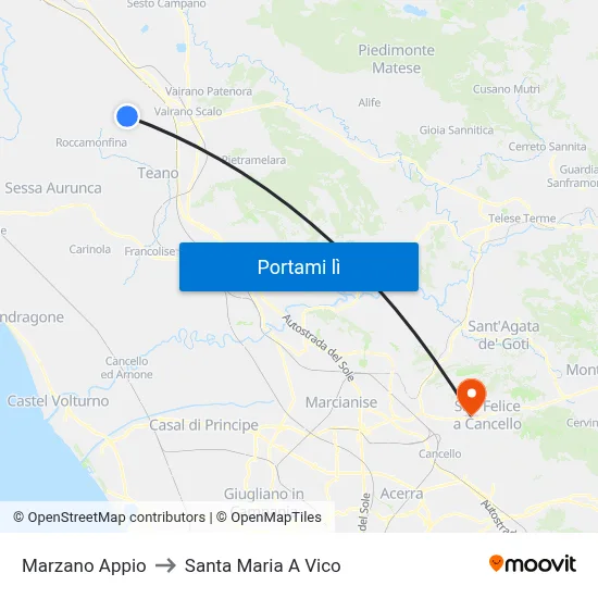 Marzano Appio to Santa Maria A Vico map