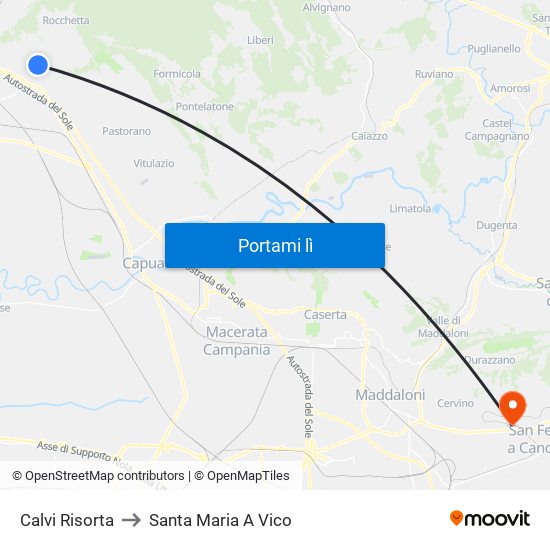 Calvi Risorta to Santa Maria A Vico map