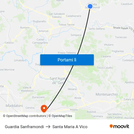Guardia Sanframondi to Santa Maria A Vico map
