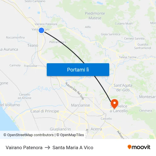 Vairano Patenora to Santa Maria A Vico map