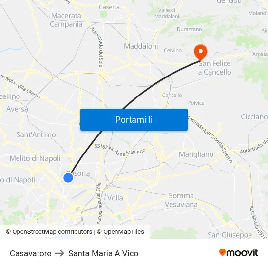 Casavatore to Santa Maria A Vico map