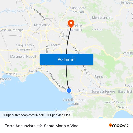 Torre Annunziata to Santa Maria A Vico map