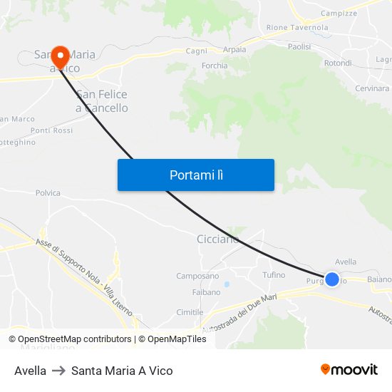 Avella to Santa Maria A Vico map