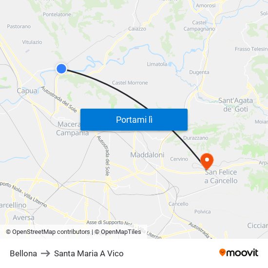 Bellona to Santa Maria A Vico map
