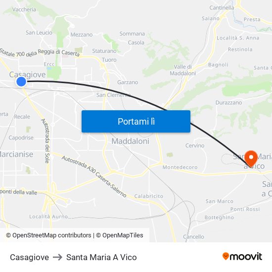 Casagiove to Santa Maria A Vico map