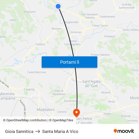 Gioia Sannitica to Santa Maria A Vico map
