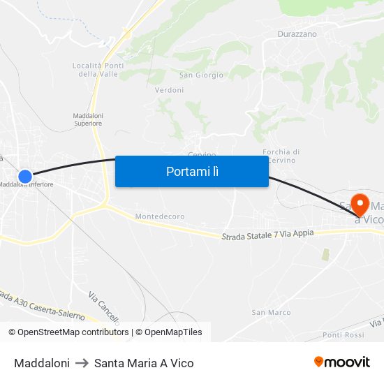 Maddaloni to Santa Maria A Vico map