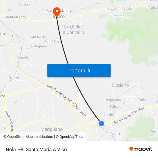 Nola to Santa Maria A Vico map