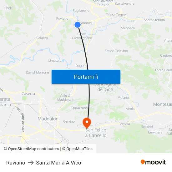 Ruviano to Santa Maria A Vico map