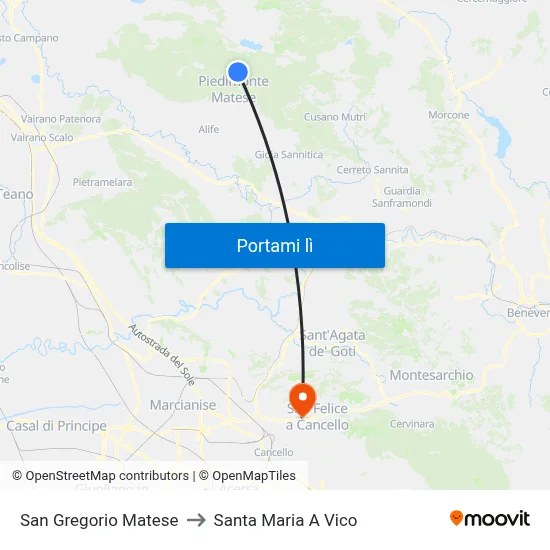San Gregorio Matese to Santa Maria A Vico map