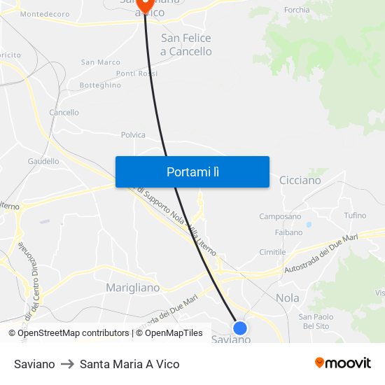 Saviano to Santa Maria A Vico map