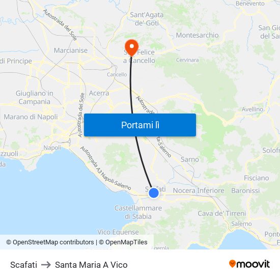 Scafati to Santa Maria A Vico map