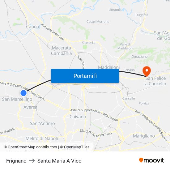 Frignano to Santa Maria A Vico map