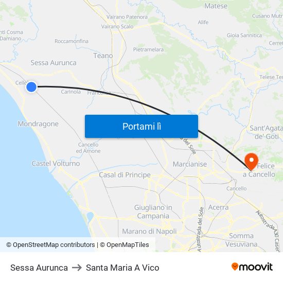 Sessa Aurunca to Santa Maria A Vico map