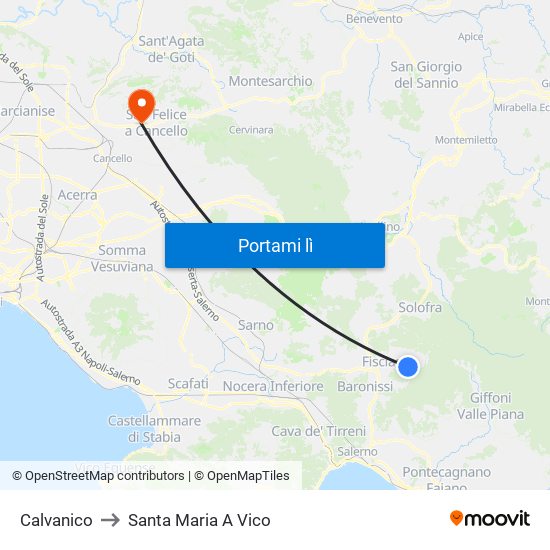 Calvanico to Santa Maria A Vico map