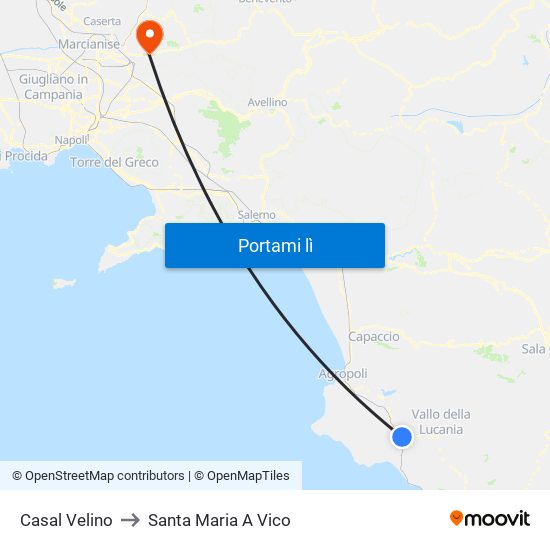 Casal Velino to Santa Maria A Vico map