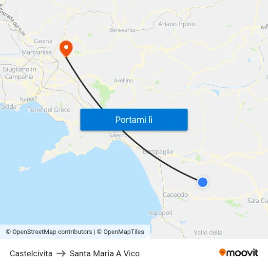 Castelcivita to Santa Maria A Vico map