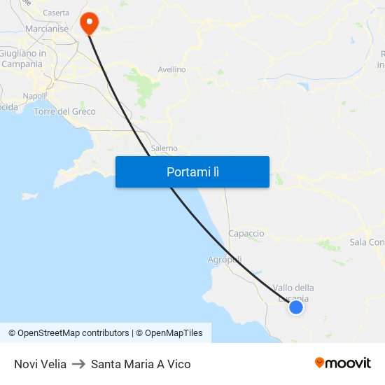 Novi Velia to Santa Maria A Vico map