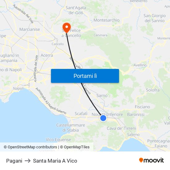 Pagani to Santa Maria A Vico map