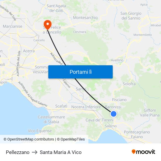 Pellezzano to Santa Maria A Vico map