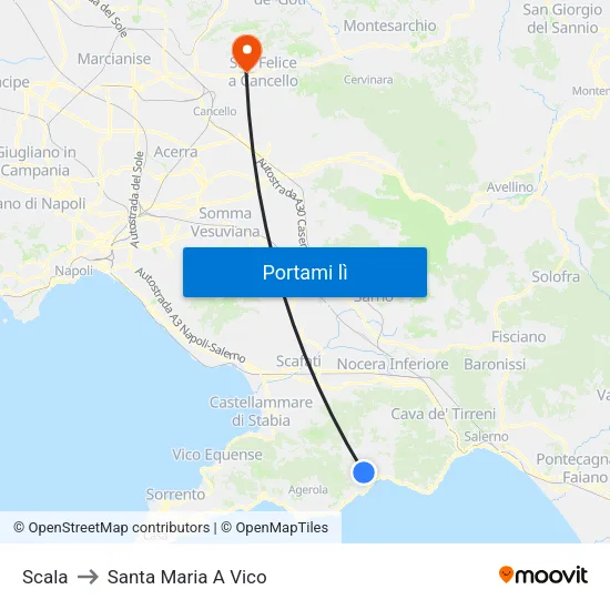 Scala to Santa Maria A Vico map