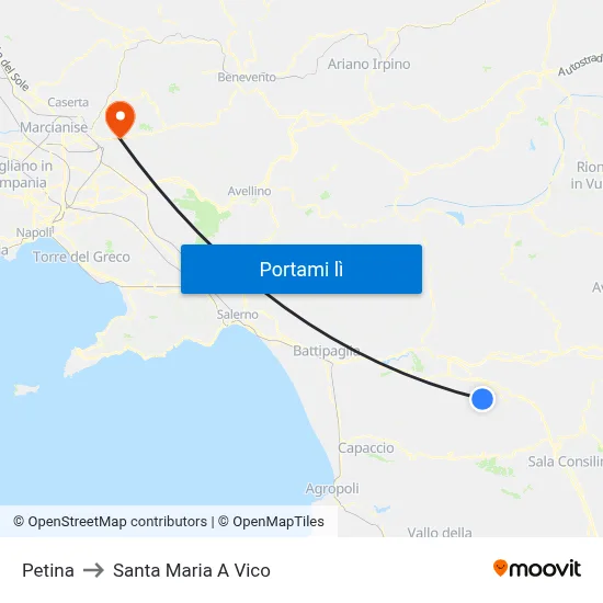 Petina to Santa Maria A Vico map