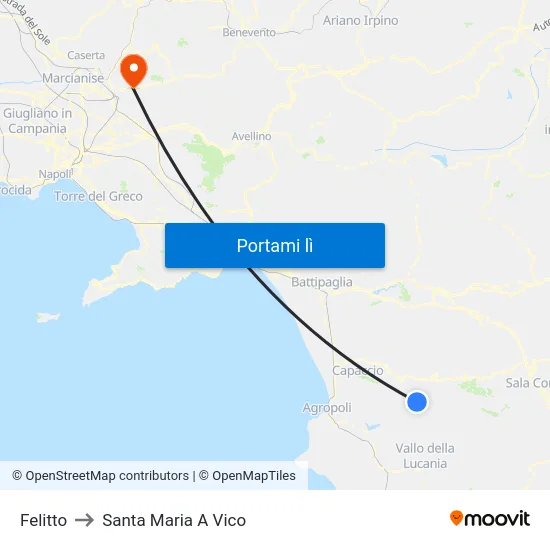 Felitto to Santa Maria A Vico map