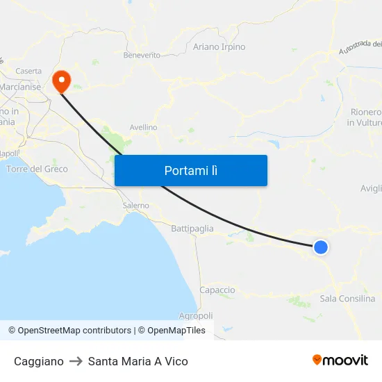 Caggiano to Santa Maria A Vico map