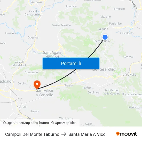 Campoli Del Monte Taburno to Santa Maria A Vico map