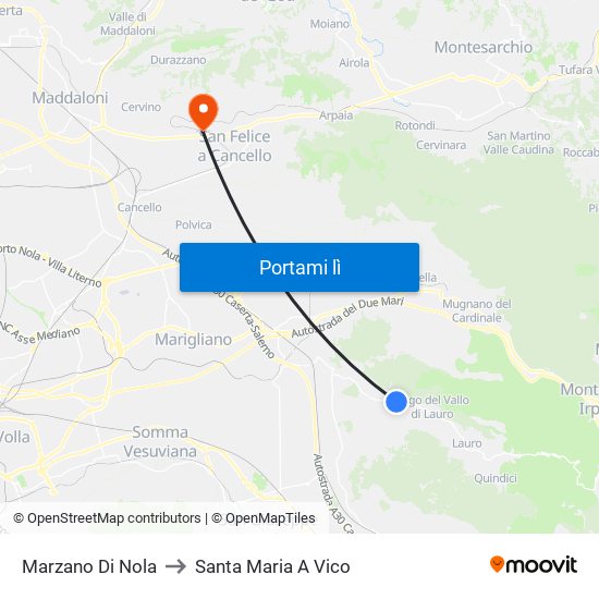 Marzano Di Nola to Santa Maria A Vico map