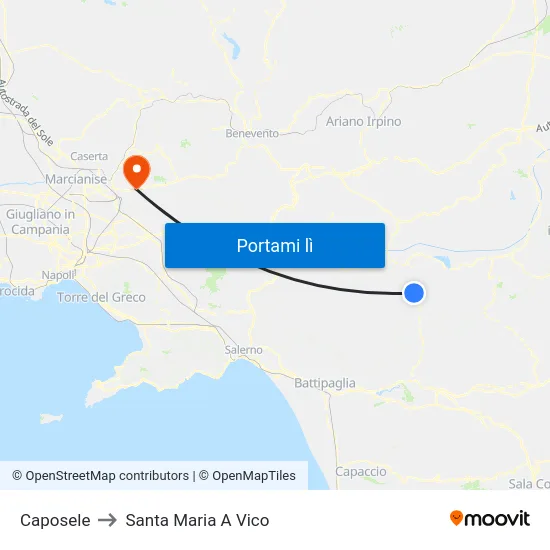 Caposele to Santa Maria A Vico map