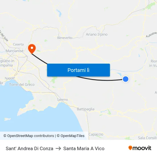 Sant' Andrea Di Conza to Santa Maria A Vico map