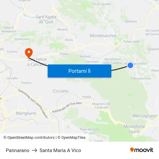 Pannarano to Santa Maria A Vico map
