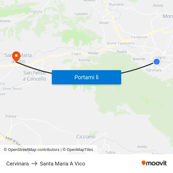 Cervinara to Santa Maria A Vico map