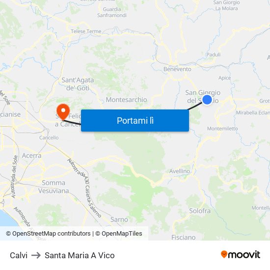 Calvi to Santa Maria A Vico map