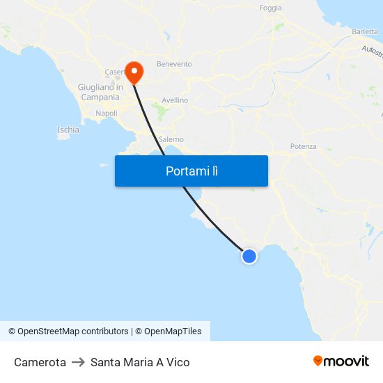 Camerota to Santa Maria A Vico map