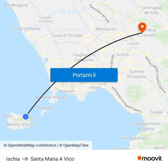 Ischia to Santa Maria A Vico map