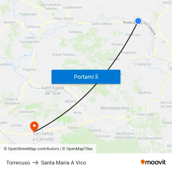 Torrecuso to Santa Maria A Vico map