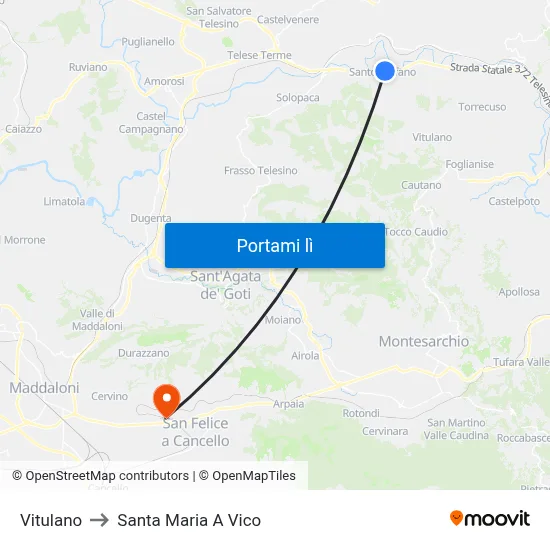 Vitulano to Santa Maria A Vico map