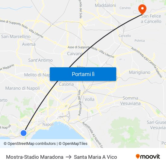 Mostra-Stadio Maradona to Santa Maria A Vico map