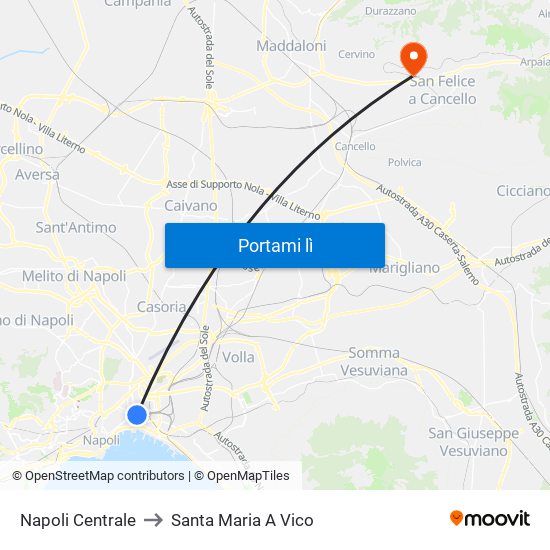 Napoli Centrale to Santa Maria A Vico map