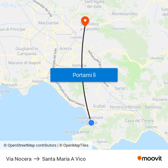 Via Nocera to Santa Maria A Vico map