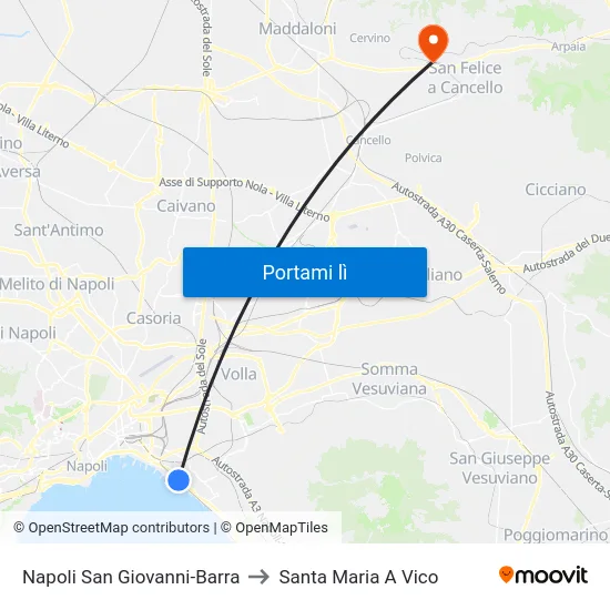 Napoli San Giovanni-Barra to Santa Maria A Vico map