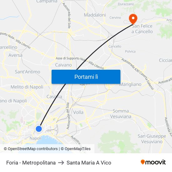 Foria - Metropolitana to Santa Maria A Vico map