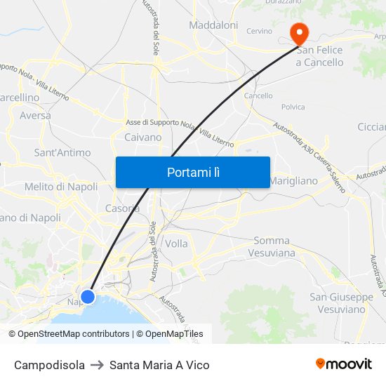 Campodisola to Santa Maria A Vico map