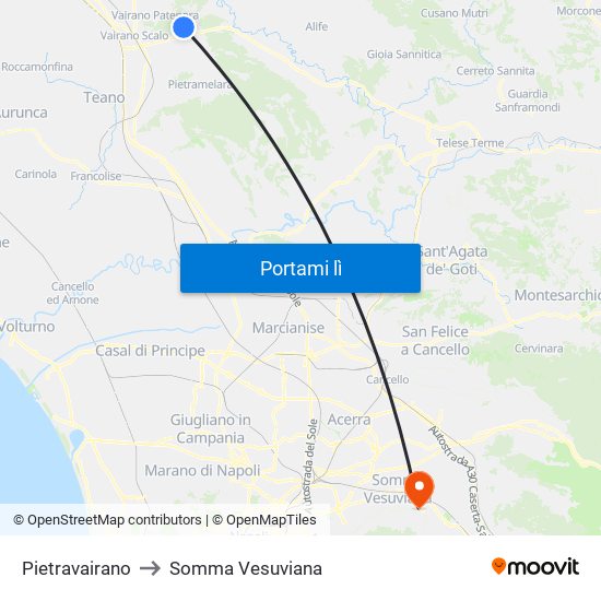 Pietravairano to Somma Vesuviana map