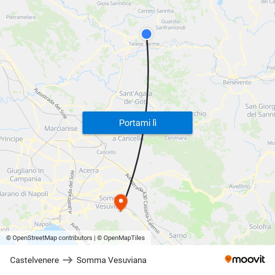 Castelvenere to Somma Vesuviana map