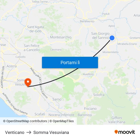 Venticano to Somma Vesuviana map